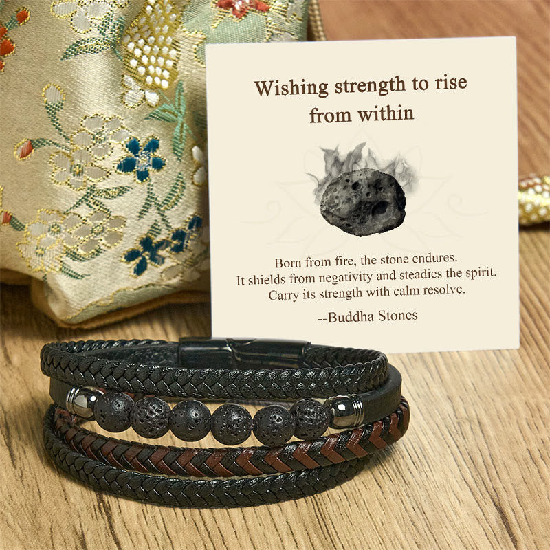 Nimara Ritual "Wishing Strength to Rise from Within" Lava Rock Bracelet Includes Gift Message Card