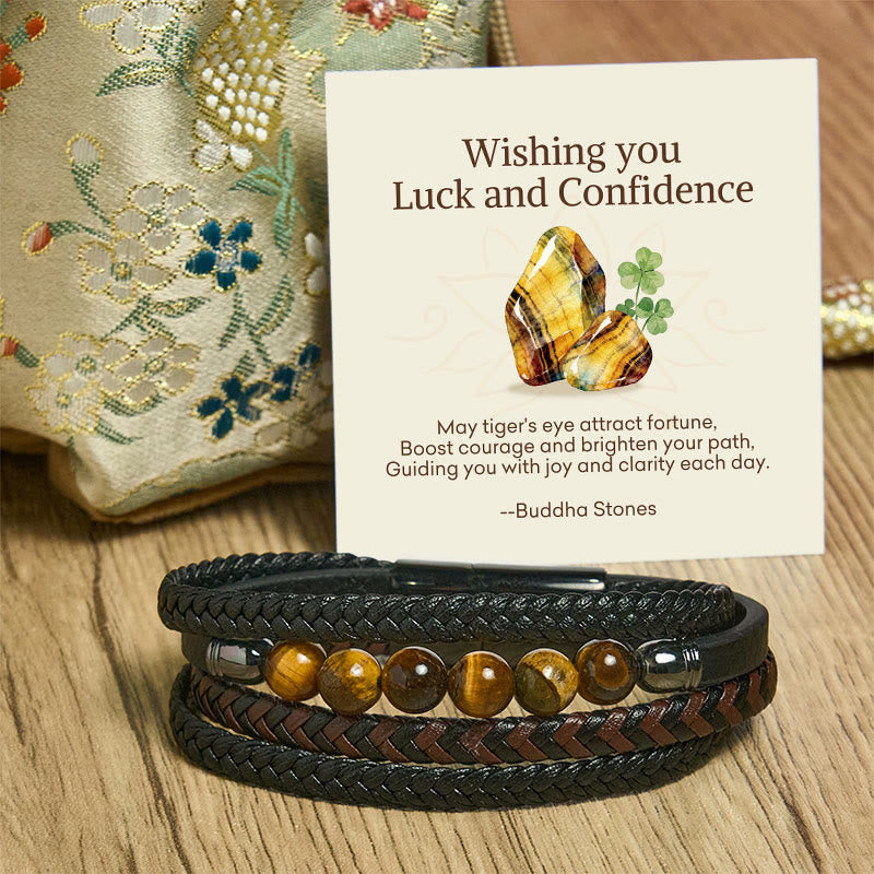 Nimara Ritual "Wishing You Luck and Confidence" Tiger Eye Leather Includes Gift Message Card