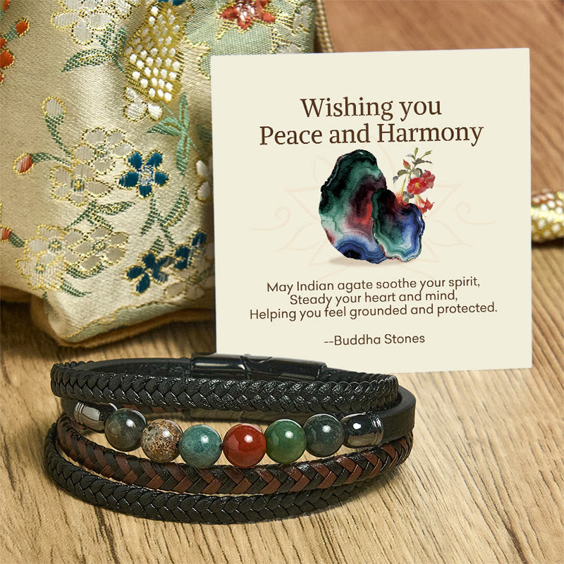 Nimara Ritual "Wishing You Peace and Harmony" Indian Agate Bracelet Includes Gift Message Card