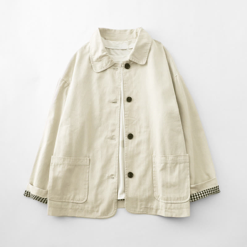 Nimara Ritual Commute Patchwork Design Cotton Women's Jacket With Pockets