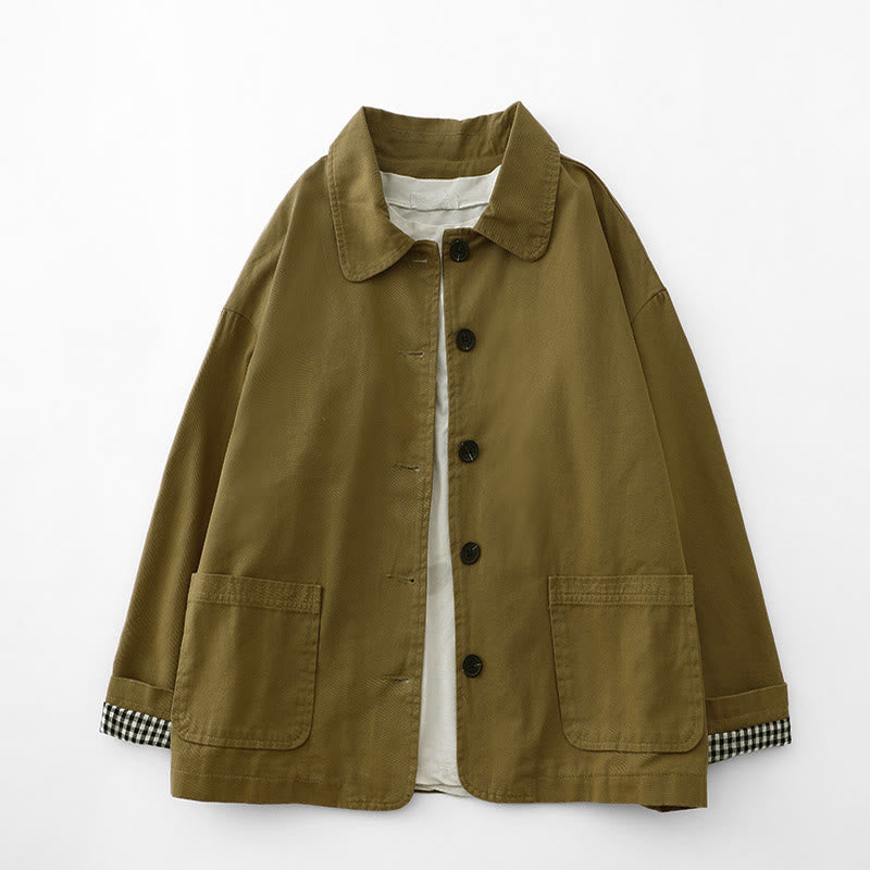 Nimara Ritual Commute Patchwork Design Cotton Women's Jacket With Pockets