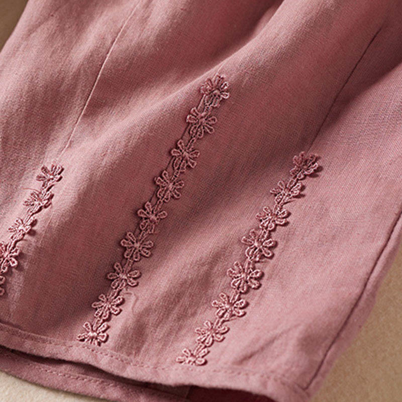 Nimara Ritual Summer Small Flower Embroidery Harem Pants With Pockets