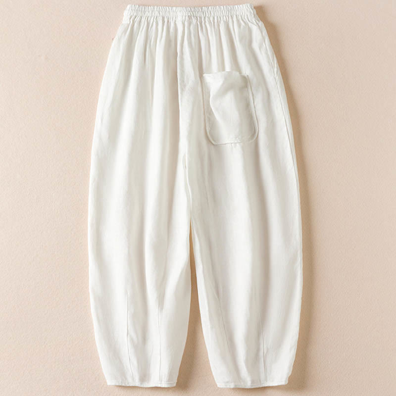 Nimara Ritual Summer Small Flower Embroidery Harem Pants With Pockets