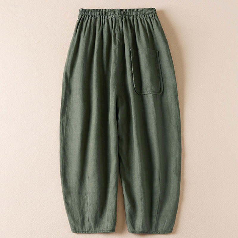 Nimara Ritual Summer Small Flower Embroidery Harem Pants With Pockets
