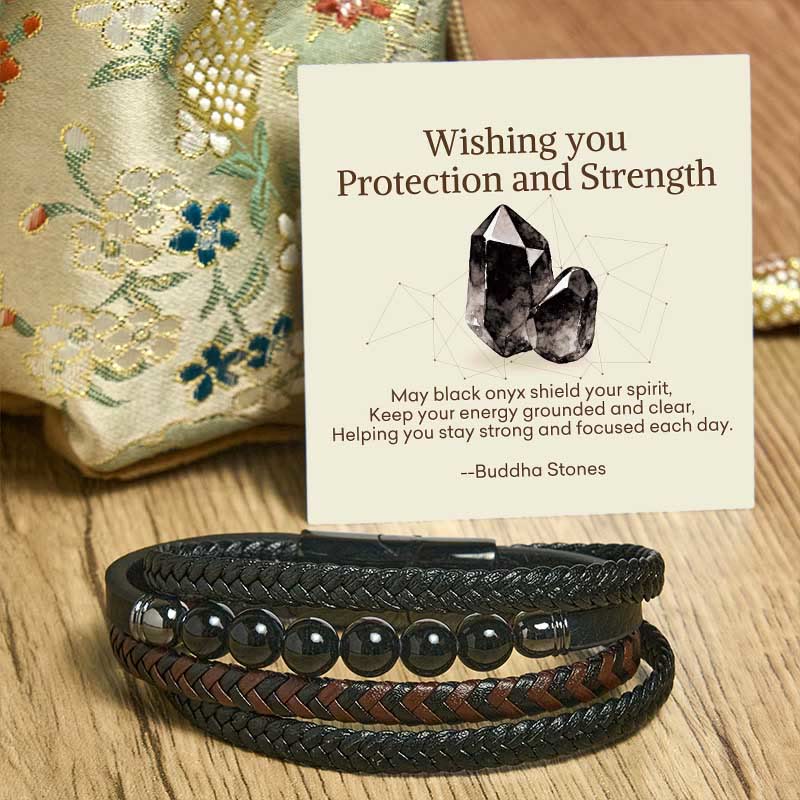 Nimara Ritual "Wishing You Protection and Strength" Black Onyx Bracelet Includes Gift Message Card