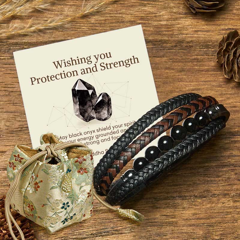 Nimara Ritual "Wishing You Protection and Strength" Black Onyx Bracelet Includes Gift Message Card
