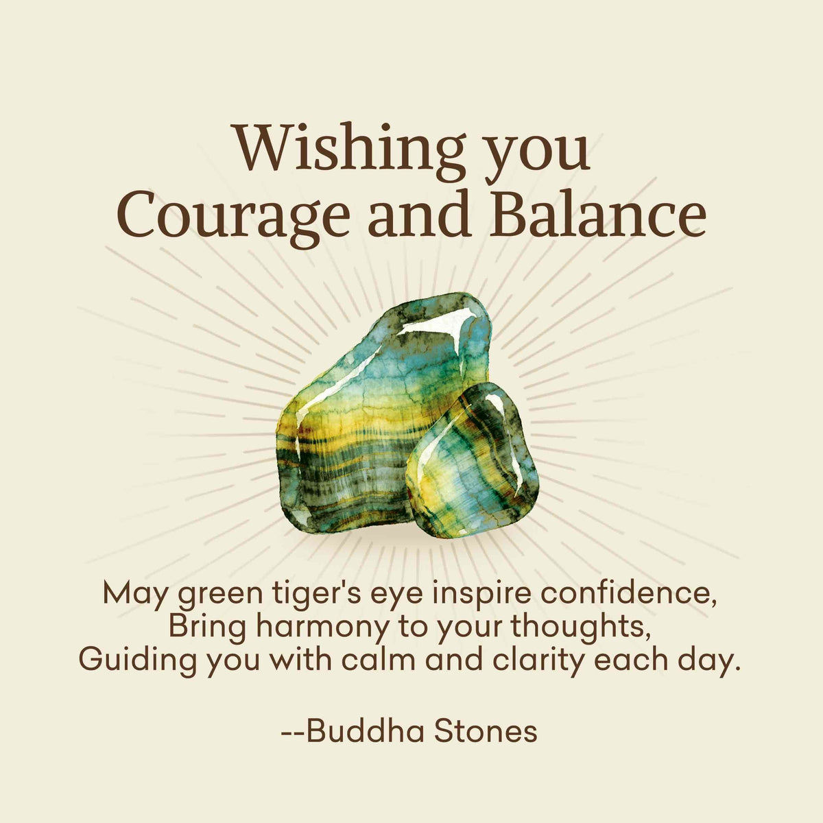 Nimara Ritual "Wishing You Courage and Balance" Green Tiger Eye Bracelet Includes Gift Message Card