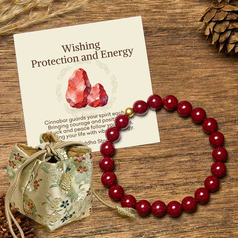 Nimara Ritual "Wishing Protection and Energy" Cinnabar Bracelet Includes Gift Message Card