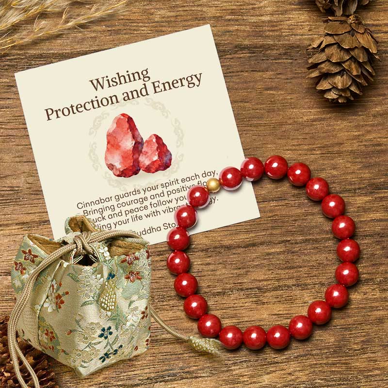 Nimara Ritual "Wishing Protection and Energy" Cinnabar Bracelet Includes Gift Message Card