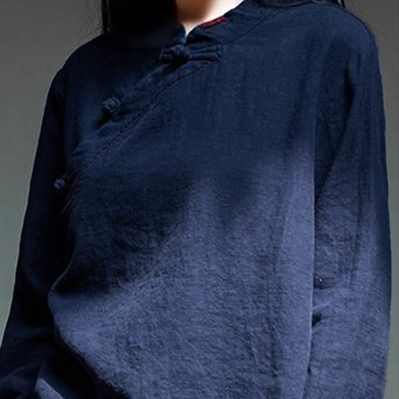 Nimara Ritual Oblique Collar Knot button Loose Linen Clothing