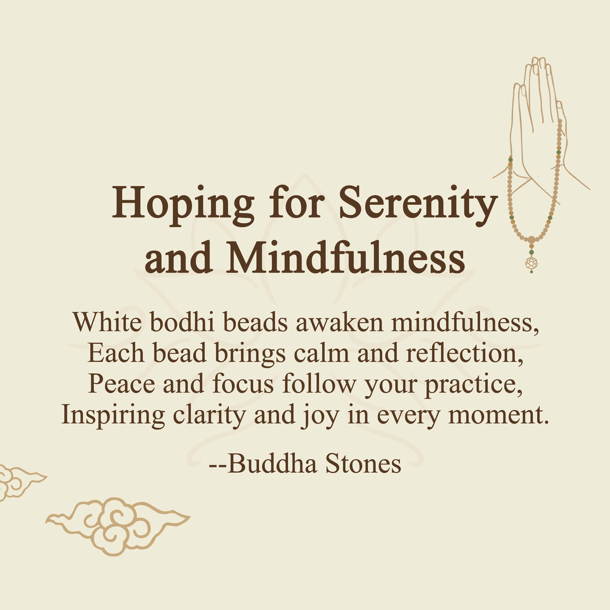 Nimara Ritual "Hoping for Serenity and Mindfulness" Bodhi Lotus Mala Includes Gift Message Card