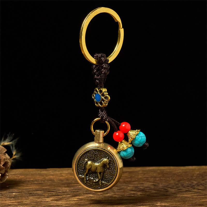 Nimara Ritual Year of the Horse Bringing in Wealth and Treasure Brass Key Chain
