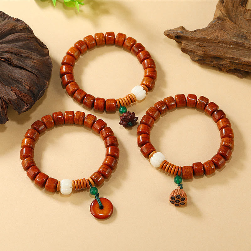Nimara Ritual Bone Beads Lotus Peace Buckle Design Enlightenment Bracelet