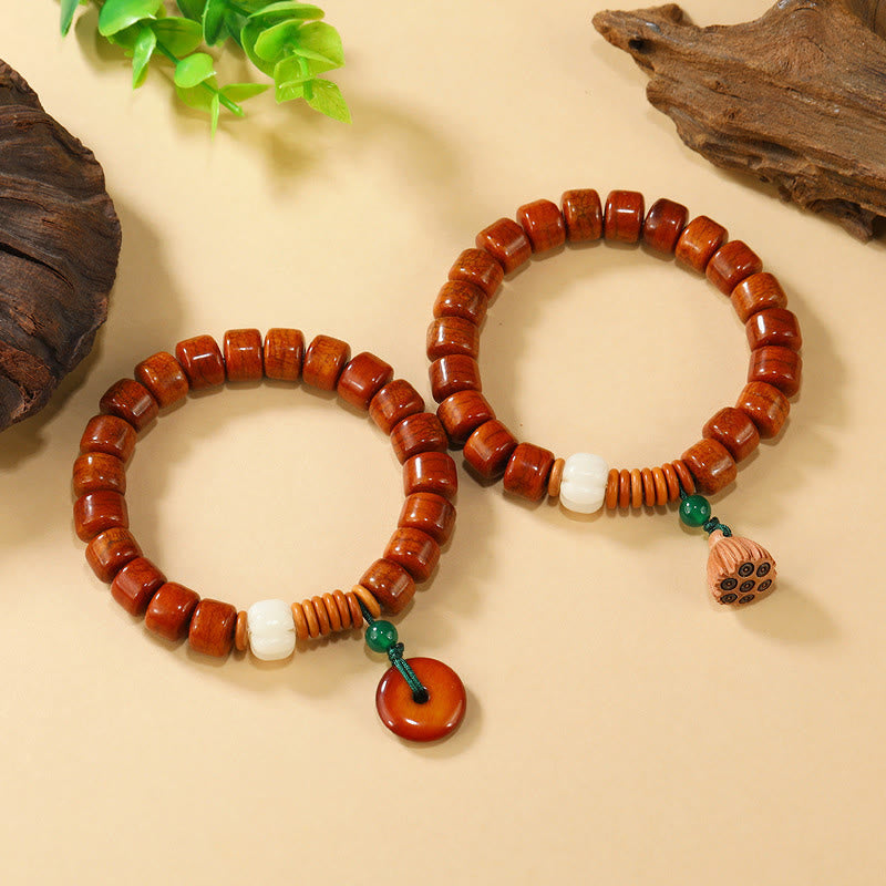 Nimara Ritual Bone Beads Lotus Peace Buckle Design Enlightenment Bracelet