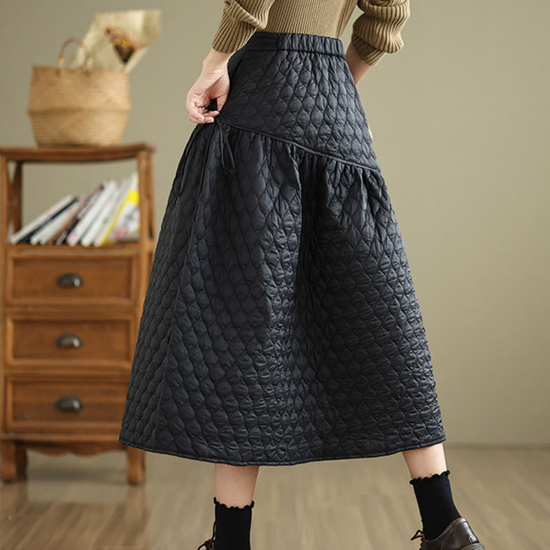 Nimara Ritual Plain Elastic Waist Cotton Women's Straight Skirt With Pockets