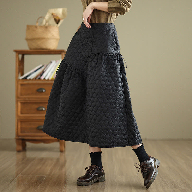 Nimara Ritual Plain Elastic Waist Cotton Women's Straight Skirt With Pockets
