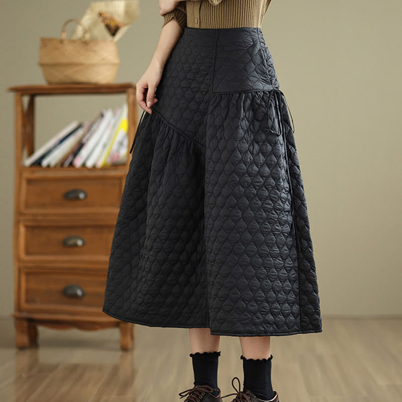 Nimara Ritual Plain Elastic Waist Cotton Women's Straight Skirt With Pockets