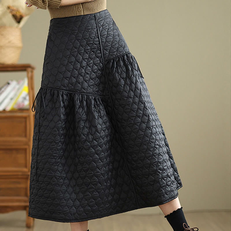 Nimara Ritual Plain Elastic Waist Cotton Women's Straight Skirt With Pockets