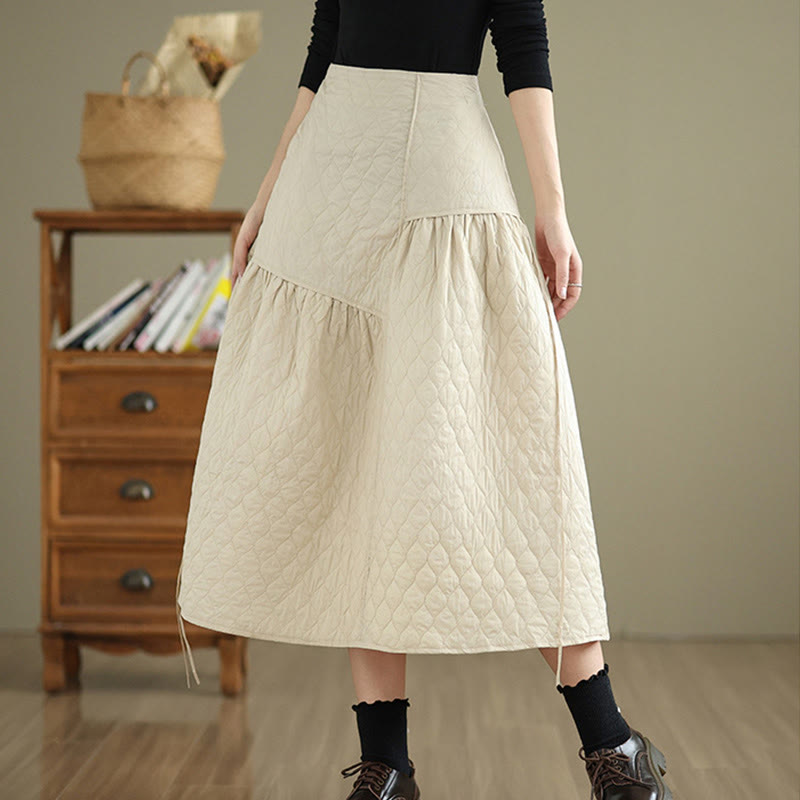 Nimara Ritual Plain Elastic Waist Cotton Women's Straight Skirt With Pockets