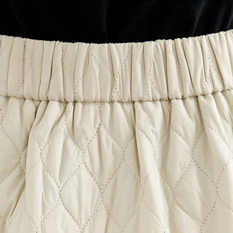 Nimara Ritual Plain Elastic Waist Cotton Women's Straight Skirt With Pockets