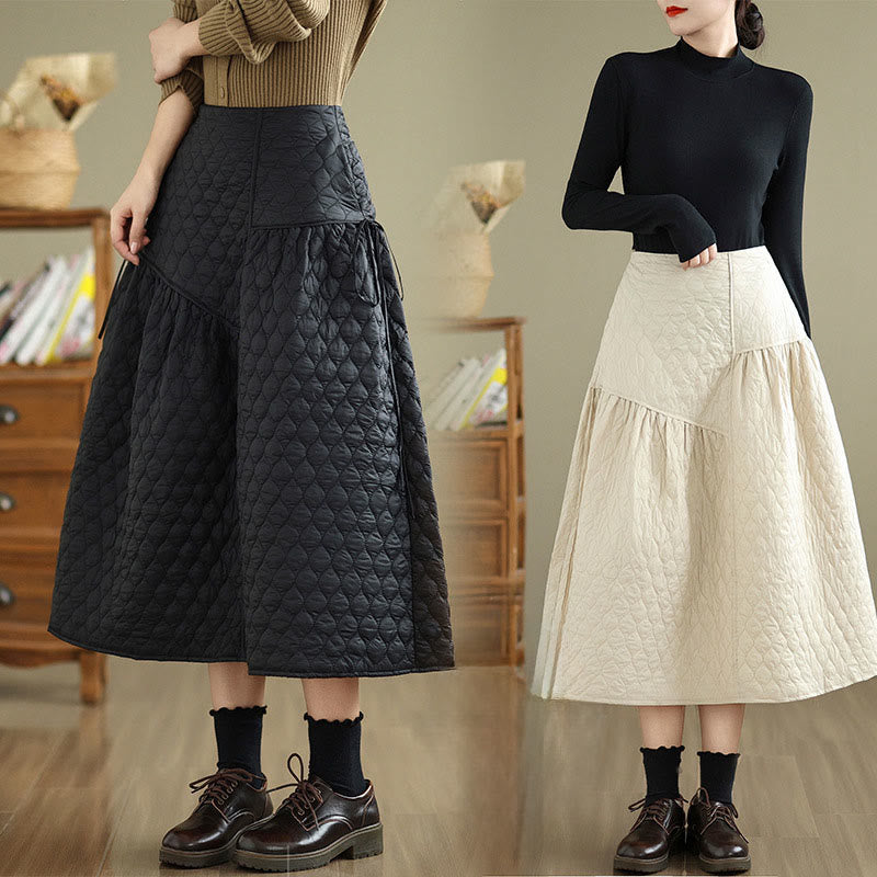 Nimara Ritual Plain Elastic Waist Cotton Women's Straight Skirt With Pockets