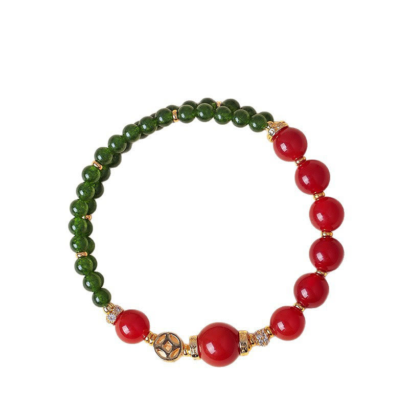 Nimara Ritual Natural Red Agate Double Wrap Design Green Chalcedony Calm Bracelet