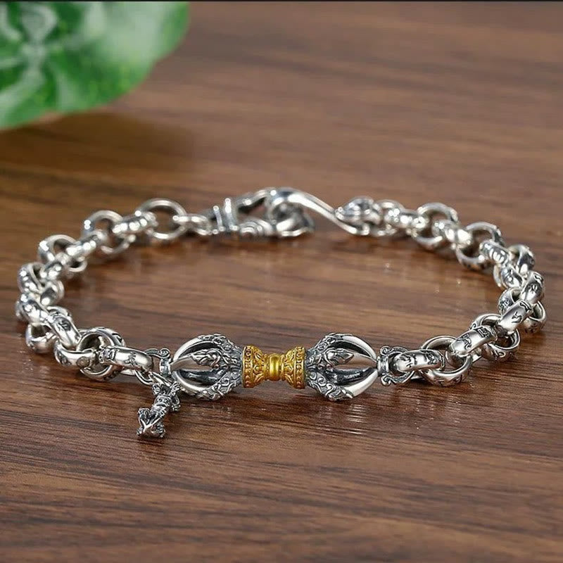 Nimara Ritual Retro Om Mani Padme Hum Vajra Copper Calm Bracelet