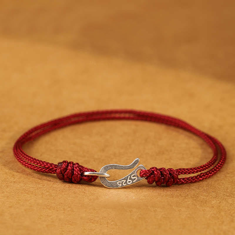 Nimara Ritual 925 Sterling Silver Hook Design Red String Strength Colorful Bracelet