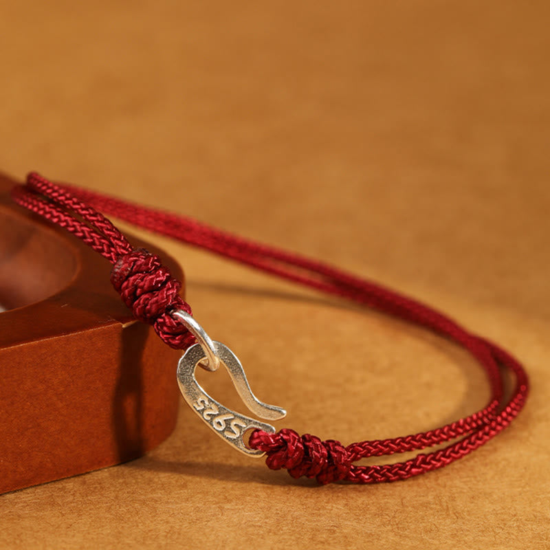 Nimara Ritual 925 Sterling Silver Hook Design Red String Strength Colorful Bracelet