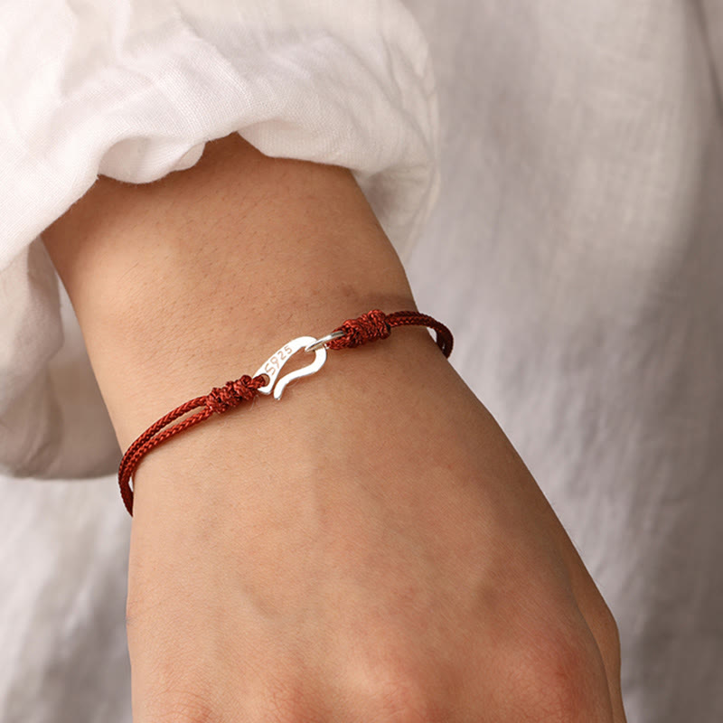 Nimara Ritual 925 Sterling Silver Hook Design Red String Strength Colorful Bracelet