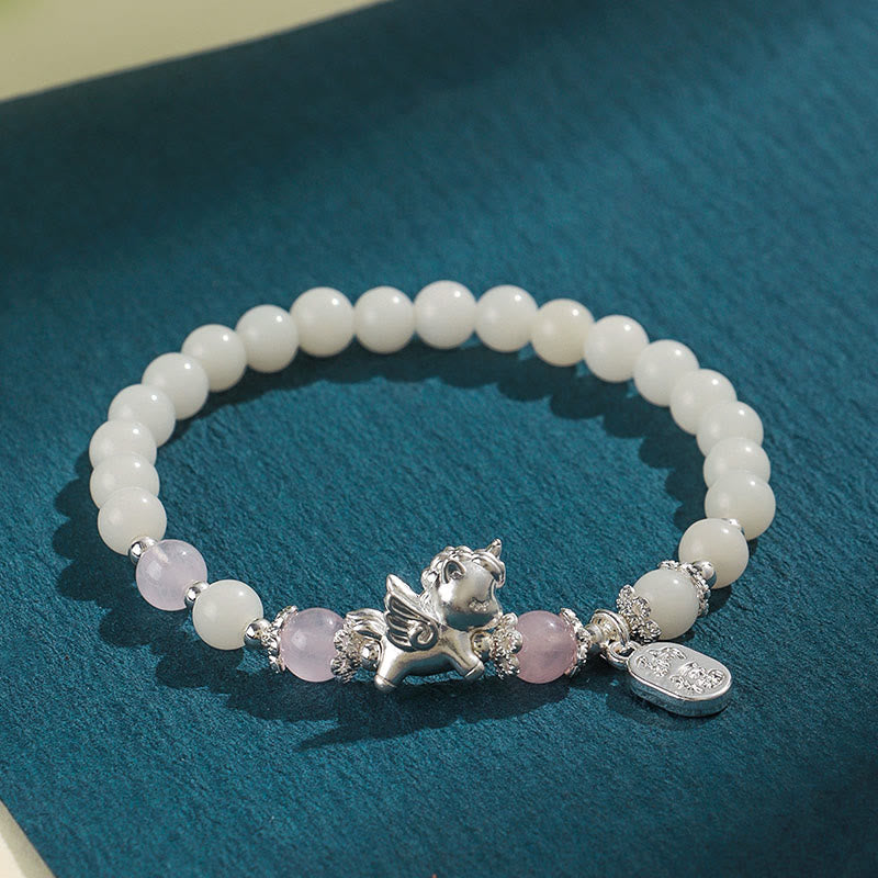 Nimara Ritual 999 Sterling Silver Year Of The Horse Natural Black Obsidian Bodhi Seed Strength Bracelet