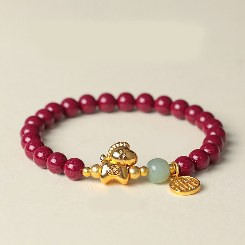Nimara Ritual Year Of The Horse Natural Cinnabar Hetian Jade Concentration Bracelet