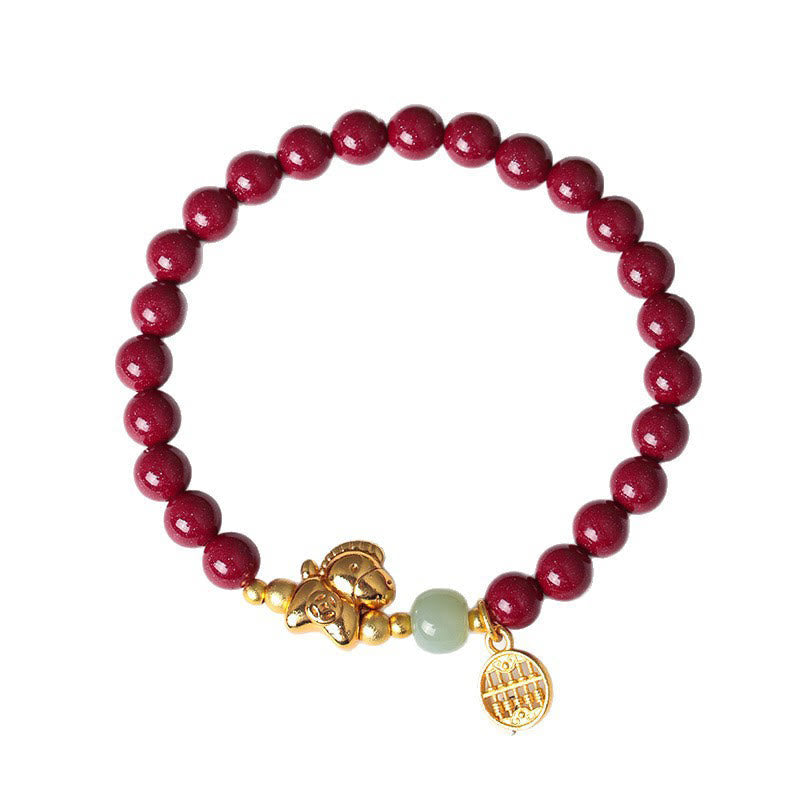 Nimara Ritual Year Of The Horse Natural Cinnabar Hetian Jade Concentration Bracelet