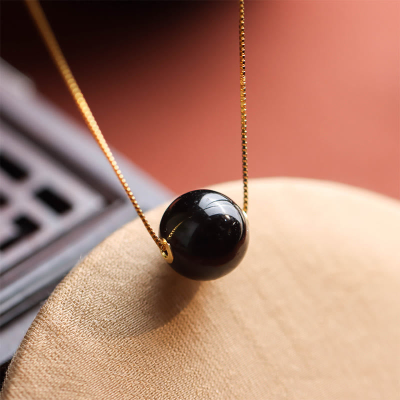 Nimara Ritual 925 Sterling Silver Amber Round Bead Confidence Focus Pendant Necklace
