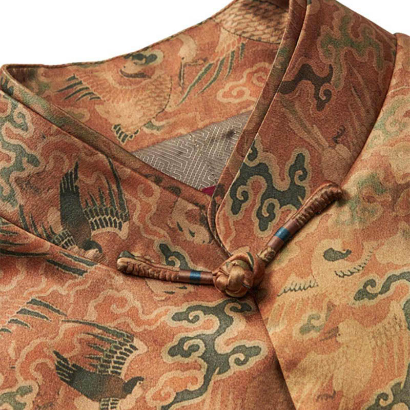 Nimara Ritual 100% Mulberry Silk 30 Momme Phoenix Auspicious Clouds Long Sleeve Men's Jacket