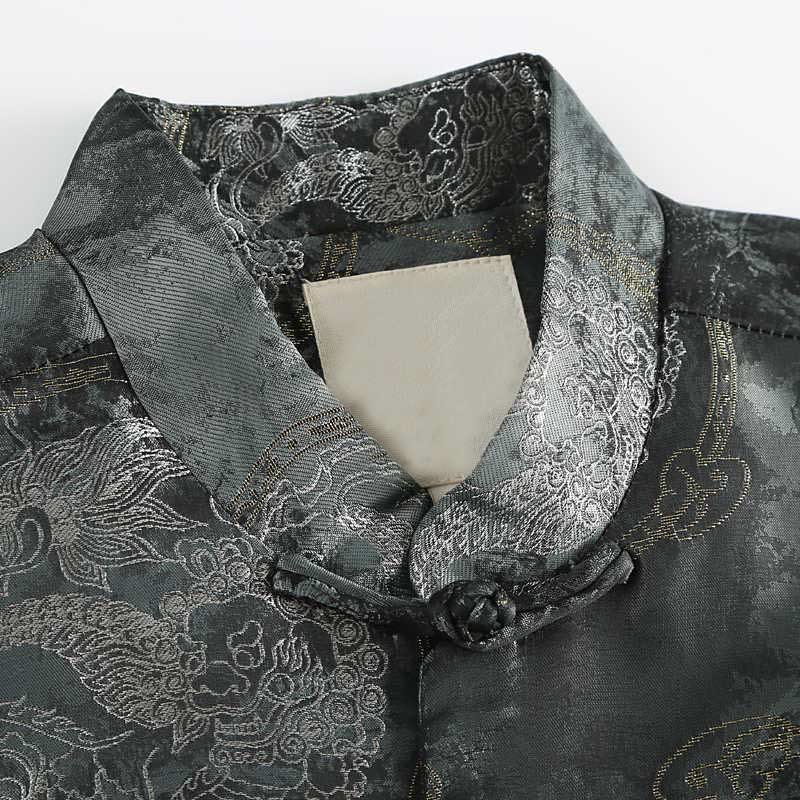 Nimara Ritual Kirin Mountains Frog-Button Long Sleeve Men's Jacket With Pockets