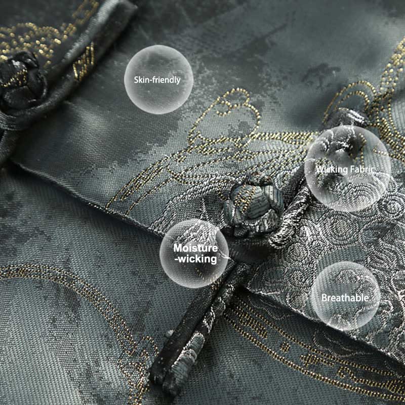Nimara Ritual Kirin Mountains Frog-Button Long Sleeve Men's Jacket With Pockets