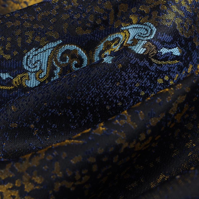 Nimara Ritual Golden Desert Blue Flowers Frog-Button Long Sleeve Men's Jacket With Pockets