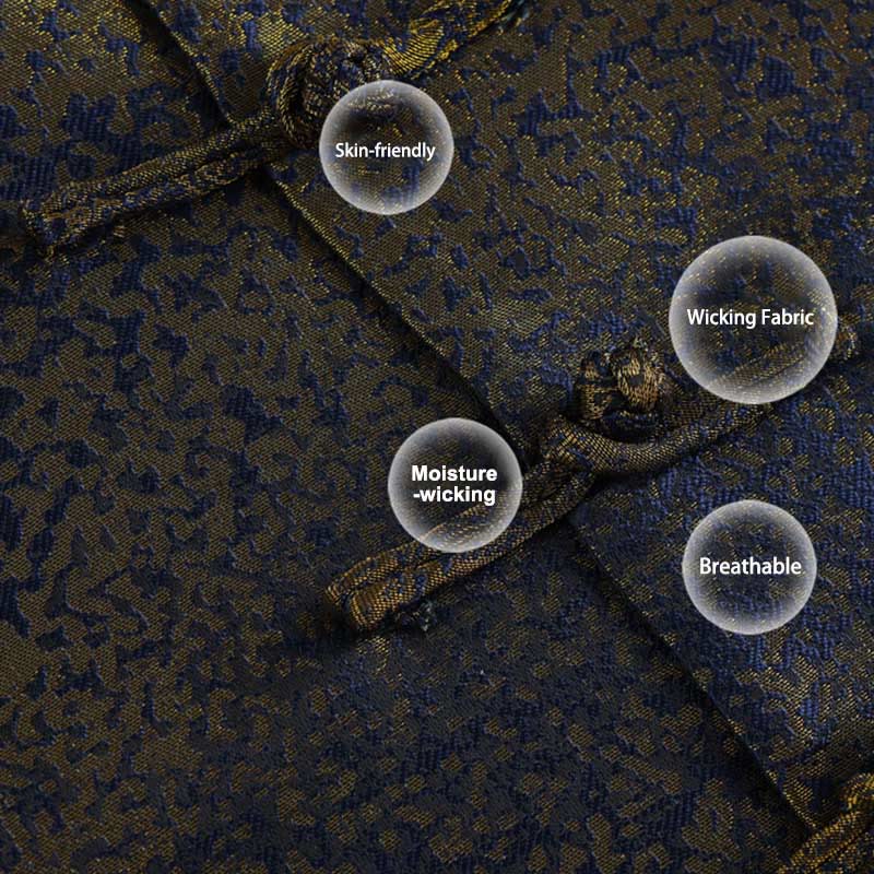 Nimara Ritual Golden Desert Blue Flowers Frog-Button Long Sleeve Men's Jacket With Pockets