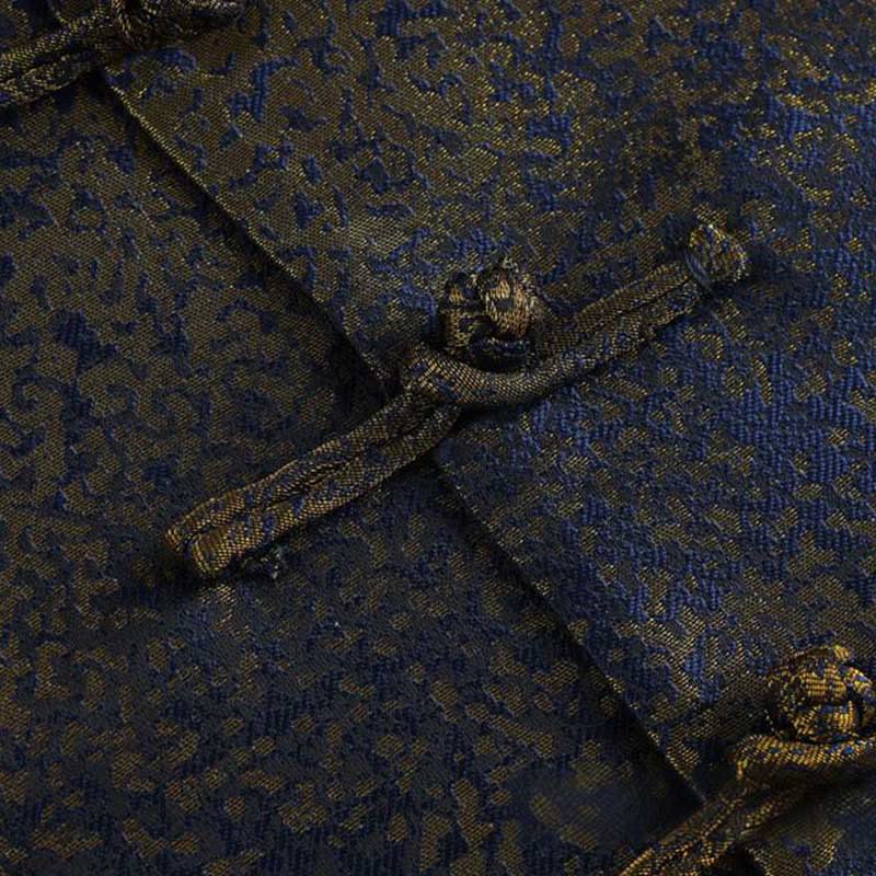 Nimara Ritual Golden Desert Blue Flowers Frog-Button Long Sleeve Men's Jacket With Pockets