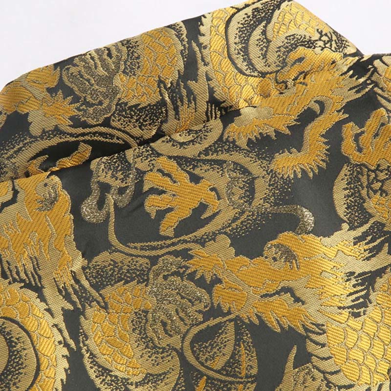 Nimara Ritual Winter Dragon Jacquard Warm Frog-Button Long Sleeve Men's Jacket With Pockets