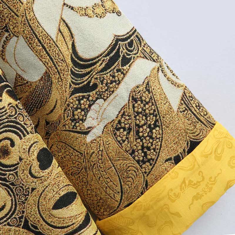 Nimara Ritual Avalokitesvara Guanyin Frog-Button Long Sleeve Men's Jacket