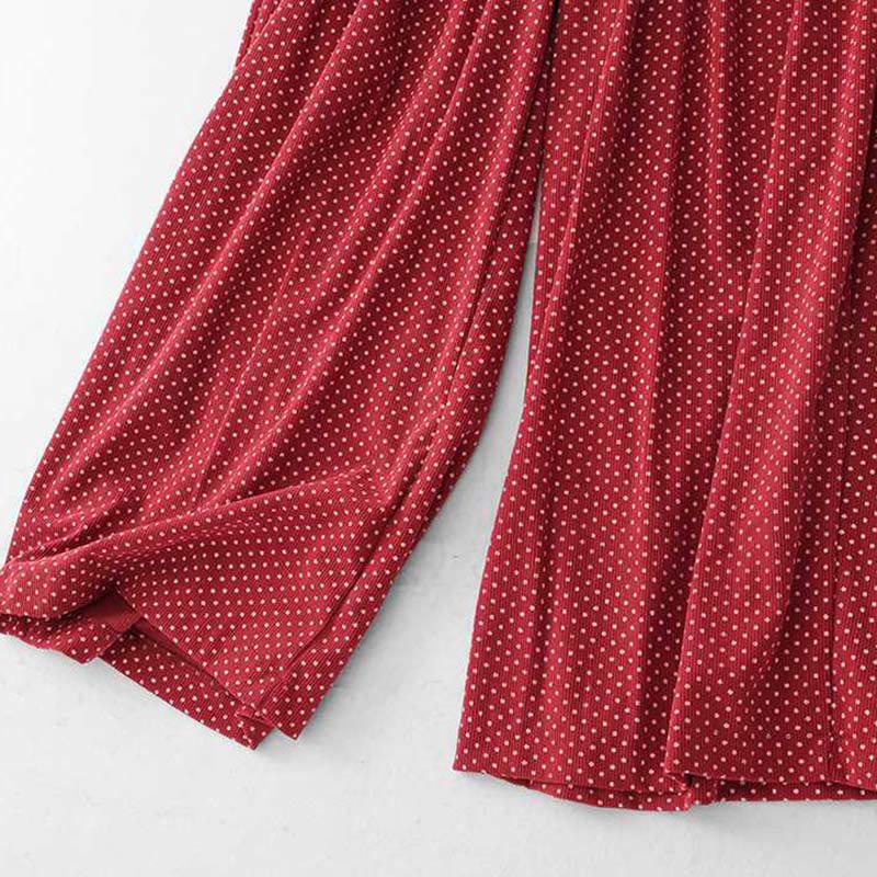 Nimara Ritual Fall Dots Pattern High Waist Design Women's Wide Leg Pants With Pockets