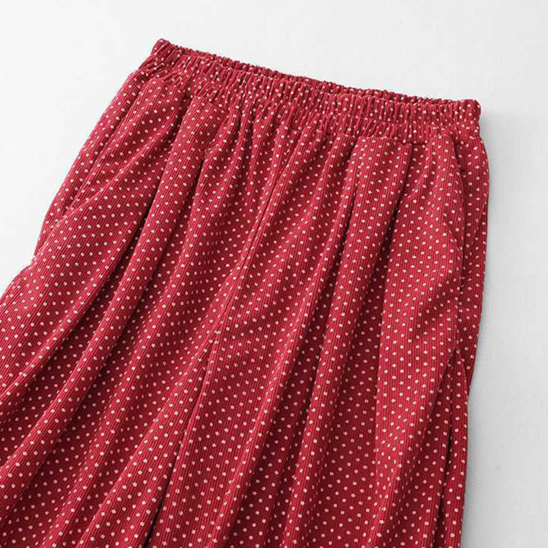 Nimara Ritual Fall Dots Pattern High Waist Design Women's Wide Leg Pants With Pockets