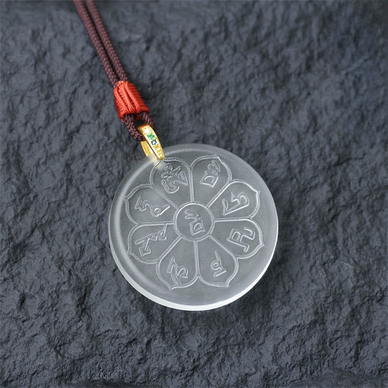 Nimara Ritual Liuli Crystal Wealth God Mantra Abundance Eight-petal Shape Necklace Pendant