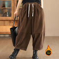 Nimara Ritual Women's Drawstring Design Cotton Corduroy Thermal Fleece-Lined Pants With Pockets