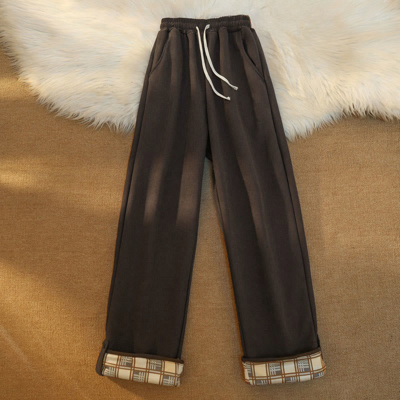 Nimara Ritual Women's Patchwork Cotton Corduroy Fleece-Lined Wide Leg Pants With Pockets