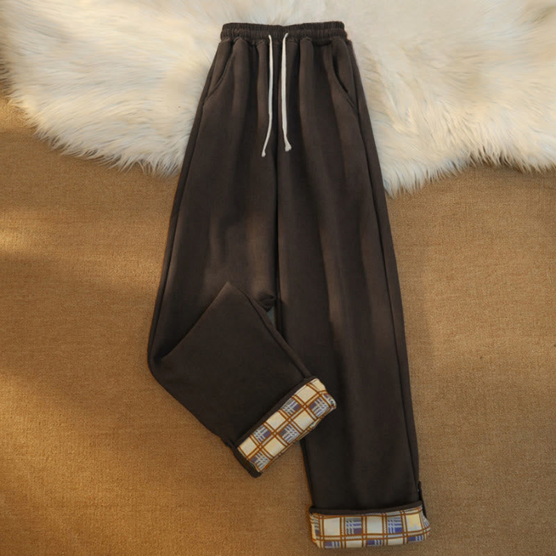Nimara Ritual Women's Patchwork Cotton Corduroy Fleece-Lined Wide Leg Pants With Pockets