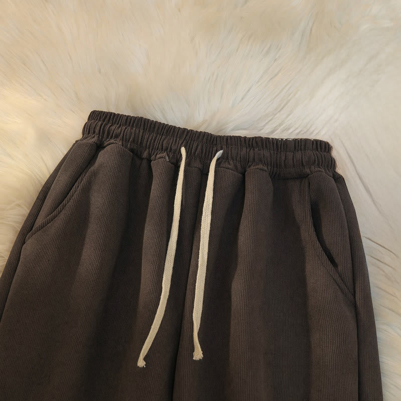 Nimara Ritual Women's Patchwork Cotton Corduroy Fleece-Lined Wide Leg Pants With Pockets