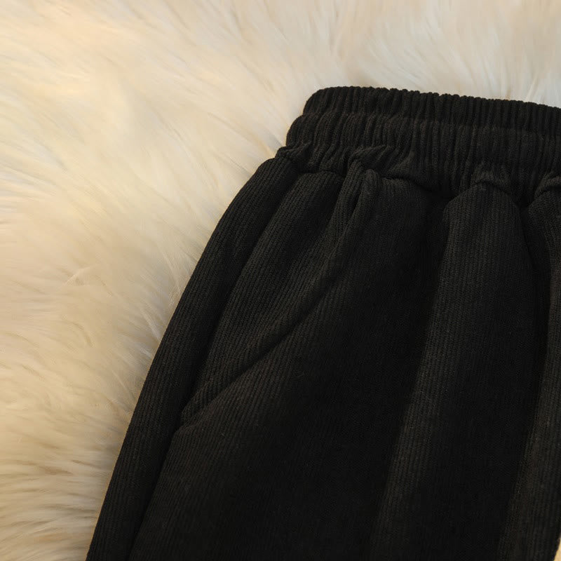 Nimara Ritual Women's Patchwork Cotton Corduroy Fleece-Lined Wide Leg Pants With Pockets